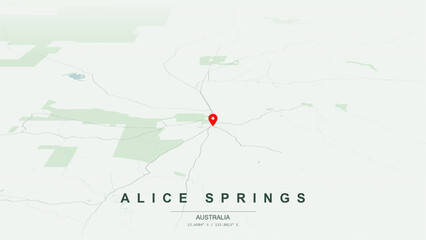 Modern minimalist vector map of Alice Springs, Northern Territory. High-quality scalable illustration of Alice Springs geographic boundaries along the Todd River for posters design. © AliRza