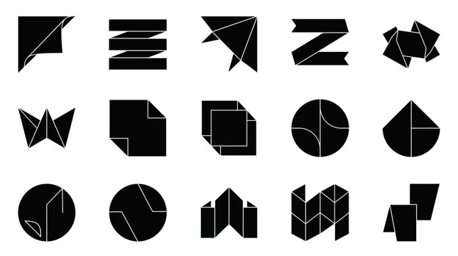Modern geometric abstract black and white shapes collection