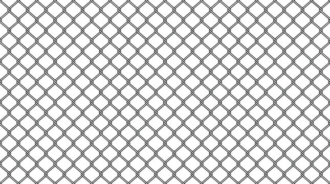 Seamless chain link fence pattern with diamond shaped metal wire mesh