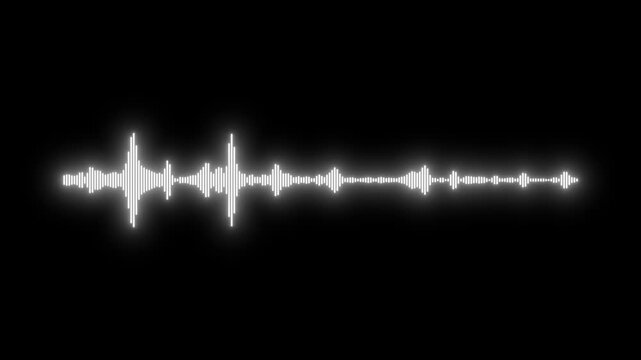 Futuristic sound wave visualization with audio equalizer overlay effect, glowing sound wave frequency meter, modern music equalizer rhythm bars overlay on black background, 4k loop