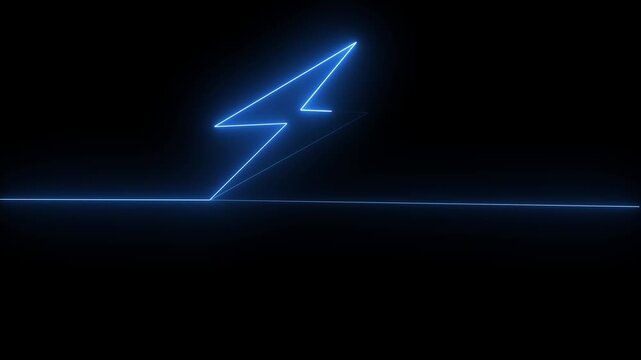 Abstract neon lightning bolt animation a glowing blue shape flashing against a dark background in a stylized motion graphic glow energy power blue electric glow energy power blue electric