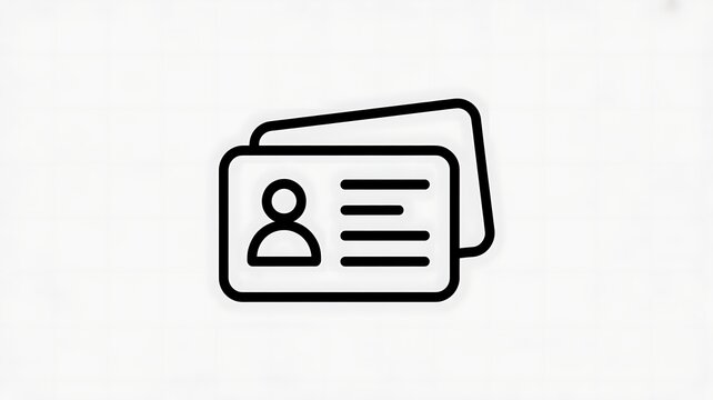 Black outline icon of an identification card