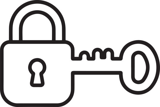 Secure Access Key Line PNG Icon for Authentication, Encryption and Identity Security