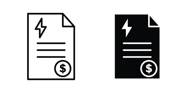 Electricity utility bill icon flat pictograms series