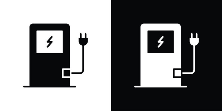 Charging station icon thin line pictogram bundle