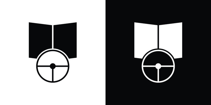 Driving school icon thin line pictogram bundle
