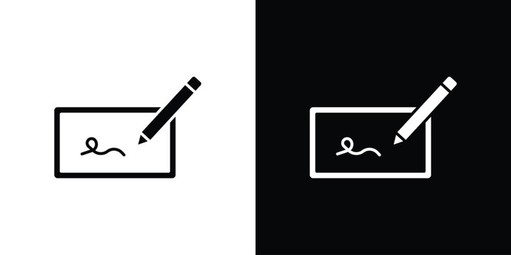 Electronic signature icon thin line pictogram bundle
