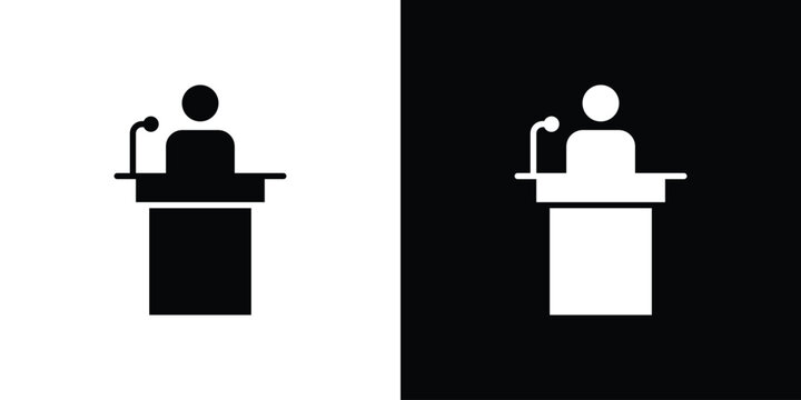 Politician speaker icon thin line pictogram bundle