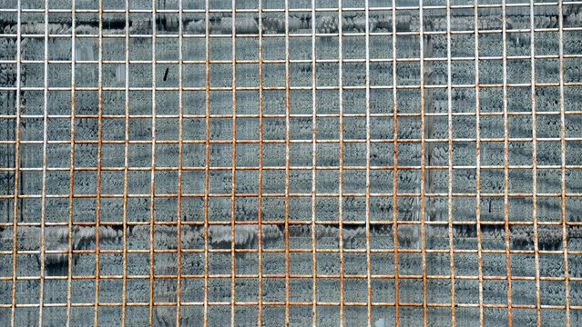 Metal, wire, mesh, fence, rust, industrial rusty wire mesh guard on dusty filter background