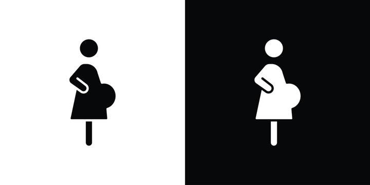 Pregnant woman icon thin line pictogram bundle