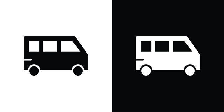 Van icon thin line pictogram bundle