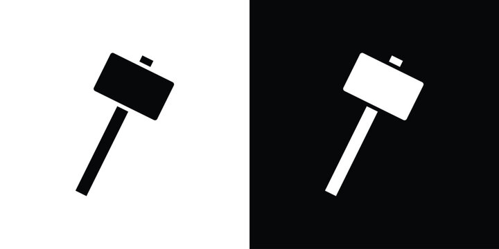 Wooden mallet icon thin line pictogram bundle