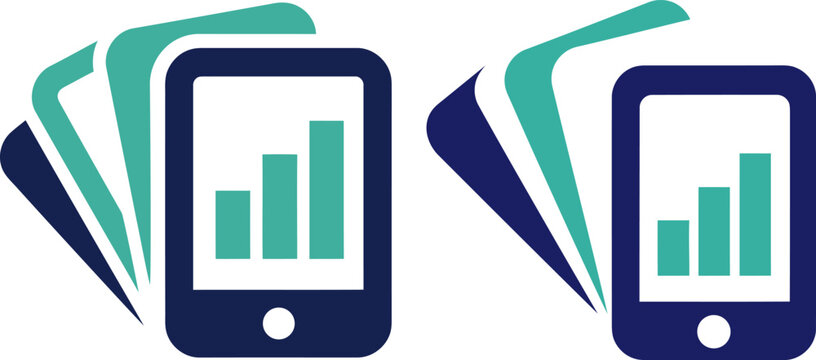 Mobile phone displaying financial growth charts with abstract data streams in a clean presentation style