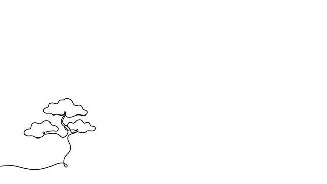 Continuous tree line drawing forest art outline silhouette single illustration. Continuous tree line vector pine icon doodle christmas abstract one palm nature grow plant oak sketch simple growth big