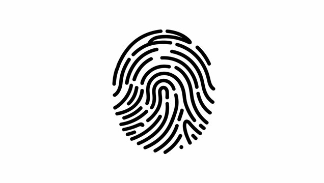 Black Fingerprint Icon Isolated On White.
