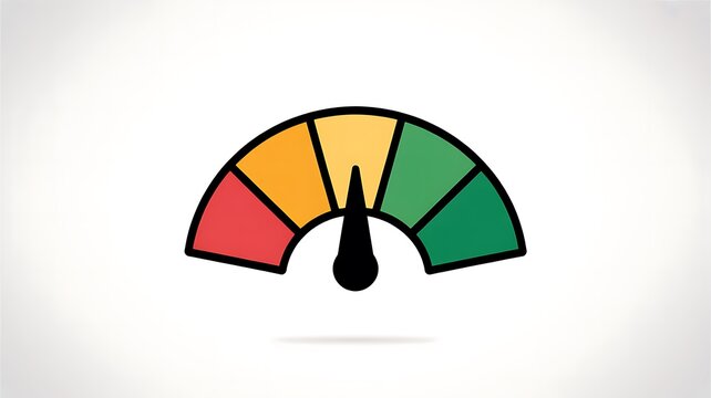 Colorful speedometer gauge icon with needle
