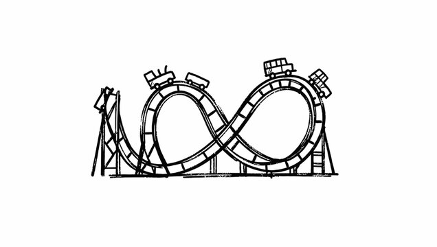 Roller Coaster Loop Icon Outline Design.