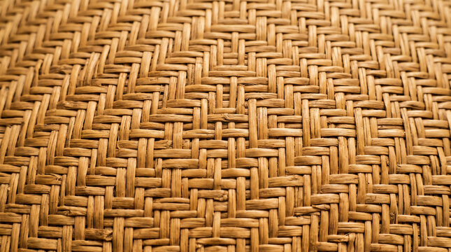 close up view of natural woven rattan basket texture with intricate geometric weave pattern