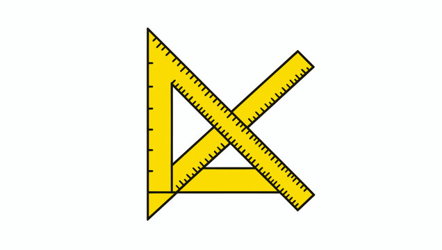 Yellow Drafting Set Square Geometry Ruler Tool.