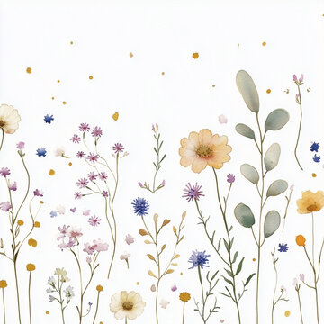 Delicate watercolor botanical digital paper floral background in soft basic beige tones