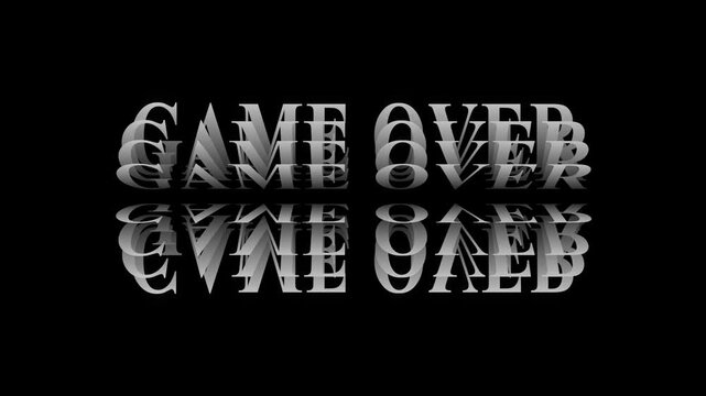 Typography Text animation game over video with RGB Distortion and Alpha Channel transparent background alpha channel. Retro Game Over Glitch Text Animation with Digital Distortion. 4k
