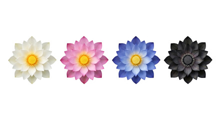 Obraz premium Set of four blooming lotus flowers isolated