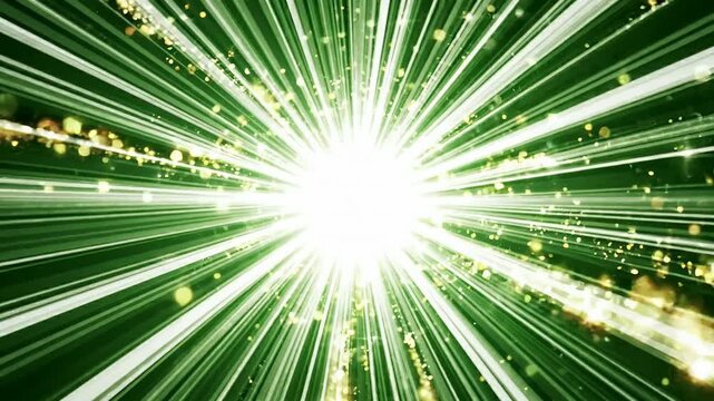 Bright Green Radial Speed Lines With Overexposed Central Glow Background Animation