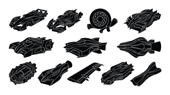 Aerodynamic Racing Vehicle and Turbo Silhouettes Collection