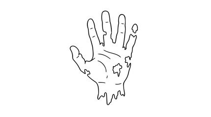 Naklejka premium Diseased Hand Vector Illustration: A Haunting Minimalist Line Art Icon Depicting Medical Decay, Tissue Deterioration, and Disease Pathology—Perfect for Healthcare, Wellness, and Medical Awareness