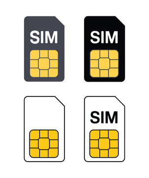 SIM Card Collection: A set of four SIM cards in different colors, ready for your tech needs. mobile communication, connectivity, device upgrade, digital identity.