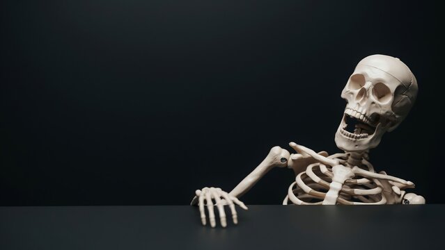3 d rendered skull with bones, isolated on black background, anatomical study 3d rendering anatomical model