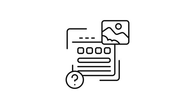 Minimalist outline animation of AI image generator on web page drawing on and fading out. Features a clean pop up style in 3 color setups.