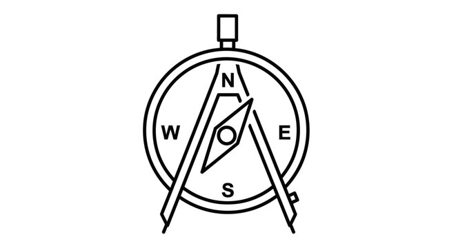 Navigation compass and technical protractor tool icon.