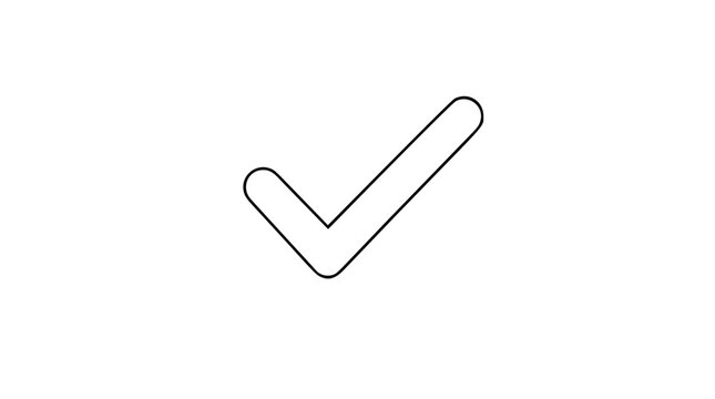 Clean hand-drawn vector checkmark icon with rounded line endings, minimalist outline design for confirmation, approval, and success validation symbol in modern digital interface graphics