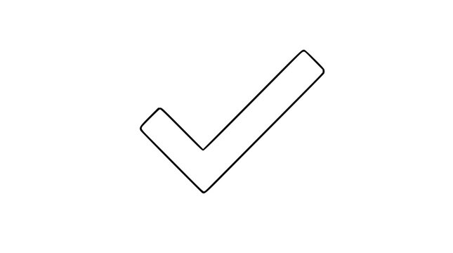 Bold checkmark vector icon illustration with hand-traced line design, minimalist approved status symbol perfect for confirmation and verification graphics, scalable design for any modern visual