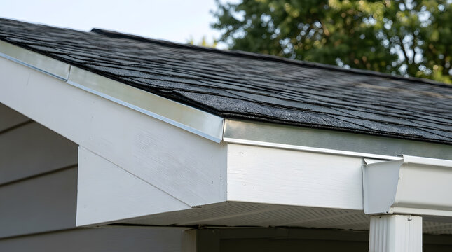 aluminum drip edge installation on asphalt shingle roof | residential roofing flashing and gutter system detail | home exterior roof maintenance and water drainage | professional roof edge metal insta