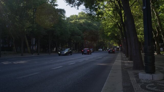 Golden Hour Walk Along Avenida da Liberdade in Lisbon Portugal Shot with Cinema Camera