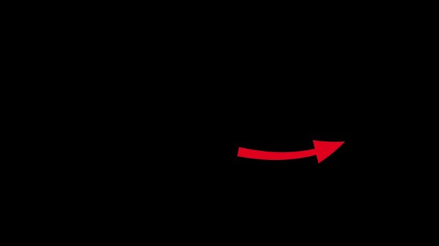 Red color arrow rising transparent channel