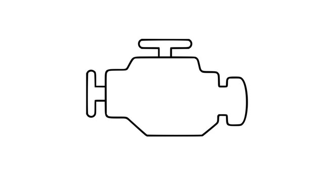 Vector line icon of a check engine diagnostic light symbol with valve stem, perfect for automotive illustration, car maintenance graphics, and scalable vehicle service warning indicator design