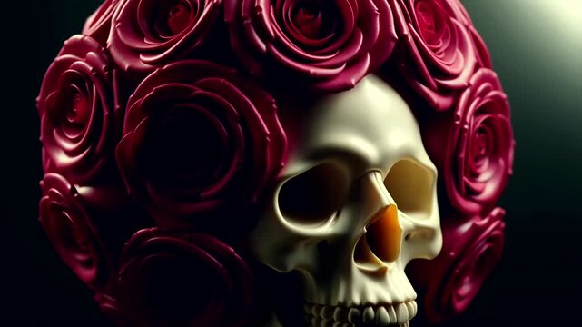 Floral skull halloween day of the dead heritage celebration with ceremonial floral skull concept for cultural awareness advertising