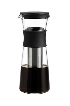 Coffee maker with filter isolated on transparent background