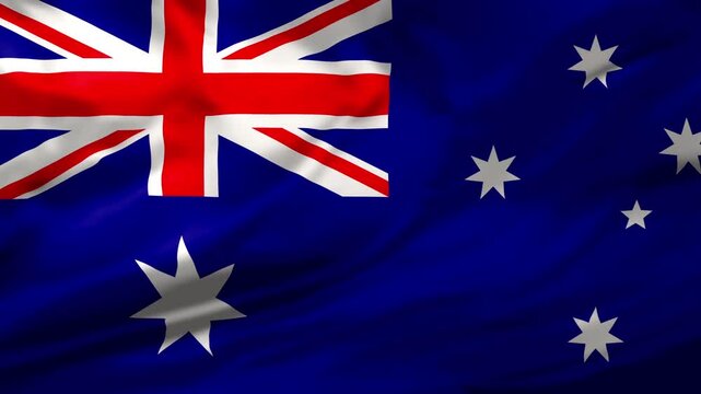 Flag of the Australia waving animation. Looping National Australian flag animation background.