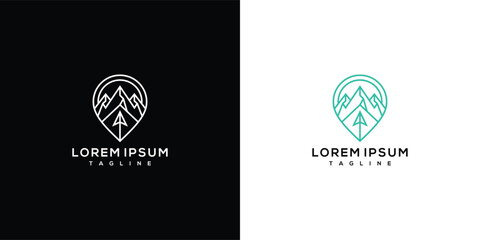 Fototapeta premium Mountain Location Pin Logo - Minimalist Design