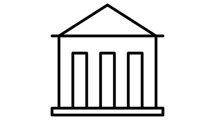Fototapeta premium Classical museum building presented as a scalable, editable-stroke vector line icon for exhibition listings, city guides, and cultural apps.