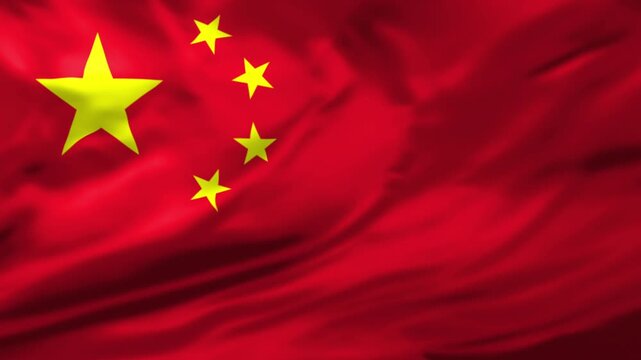 Flag of the China waving animation. Looping National Chinese flag animation background.