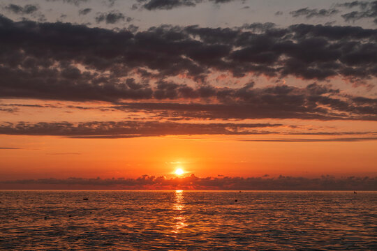 Beautiful summer sunset over the sea.