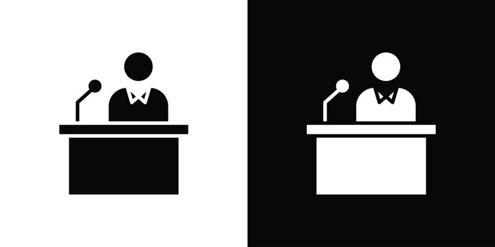 Politician speaker icon black elements kit