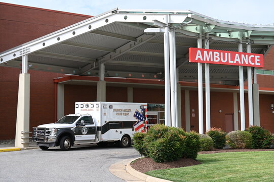 Hospital Emergency Entrance with a SARS Staunton Augusta Rescue Squad ambulance