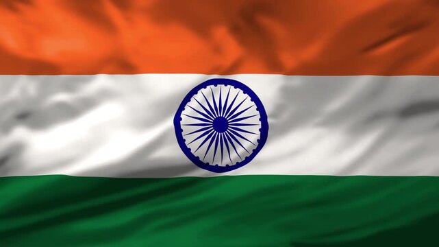 Flag of the India waving animation. Looping National Indian flag animation background.