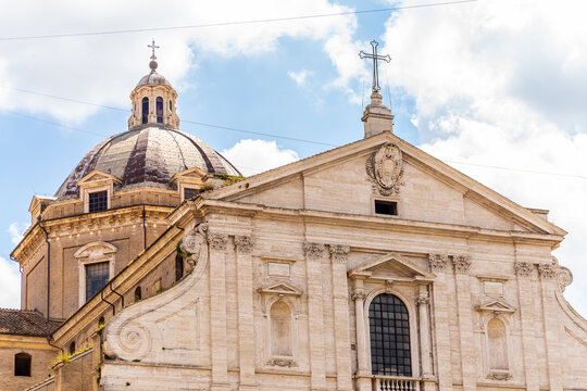 Ancient ruins of the Roman Forum and the church of Santi Luca e Martina in Rome Italy